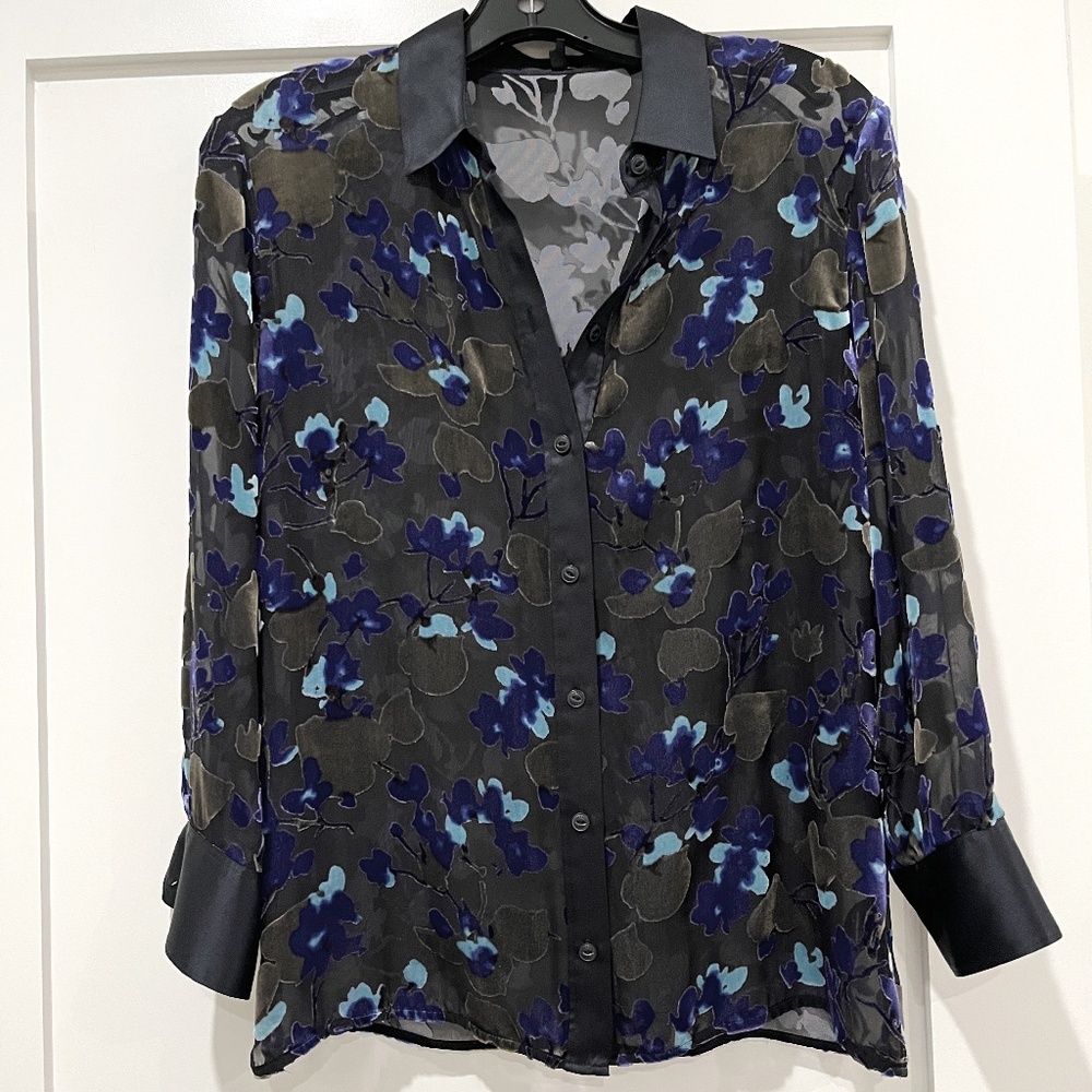 NWOT Rag & Bone Velvet Floral Sheer Button Up